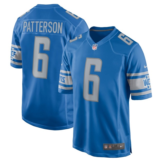 mens nike riley patterson blue detroit lions player game jersey